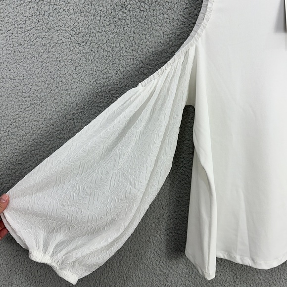 Eloquii White Cold Shoulder Sheer Sleeve Top Womens Size 22/24 Boho Cottage NWT - Picture 4 of 9